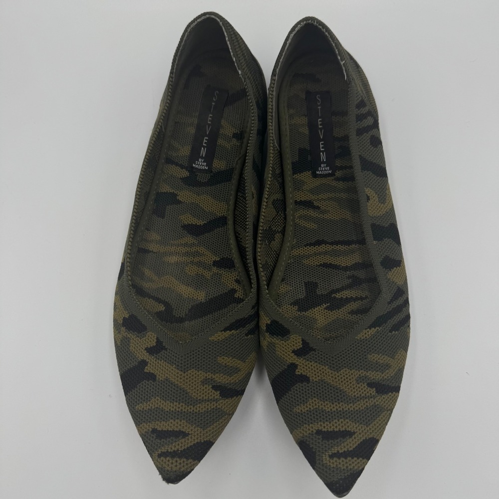Steven by Steve Madden Rosy Flats Women 10 Green Camo Knit Pointed Toe Shoes - Picture 2 of 7